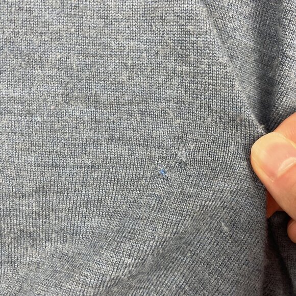 Harry Rosen Made in Italy Fine Merino Wool V Neck Sweater Large Teal Blue Read* - Picture 8 of 16